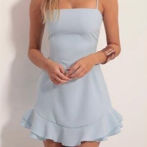 Lucy In The Sky Aubrey Ruffle Dress In Light Blue
